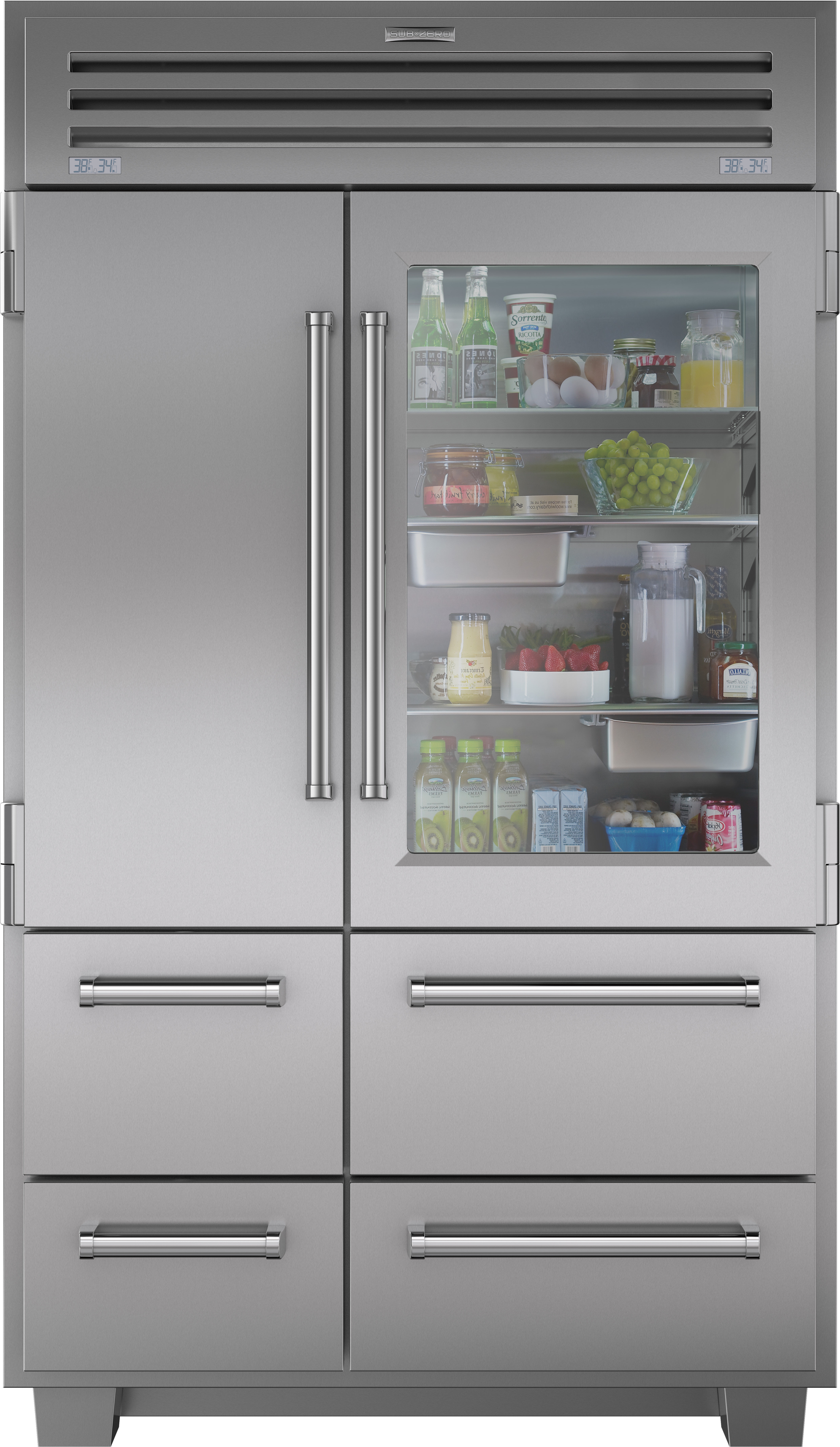 refrigerator 48 zero sub side freezer built door glass fridge inch ice maker subzero pro wolf kitchen commercial drawer shelves