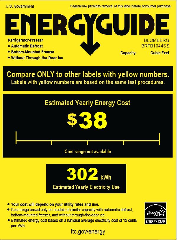 Blomberg BRFB1044SS 24 Inch Freestanding Counter Depth Bottom Mount