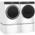 GE GEWADR6 - 28 Inch Gas Smart Dryer Laundry Pair, Pedestal, Angled View