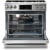 Thor Kitchen TRG3601 - 36 Inch Freestanding Professional Gas Range with 6 Sealed Burners in Oven Opened with Roasting Pan View