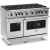 Viking 5 Series VGIC54828BSS - 48 Inch Freestanding Gas Range with 8 Open Burners in Angled View
