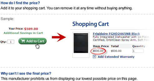 Lower Price in Cart