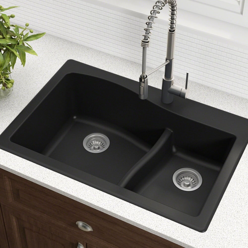 VILLA KROSS KURO ダークブラウン 2個セット Kraus KGD442BLACKPST1BL 33 Inch Dual Mount Double Bowl Granite