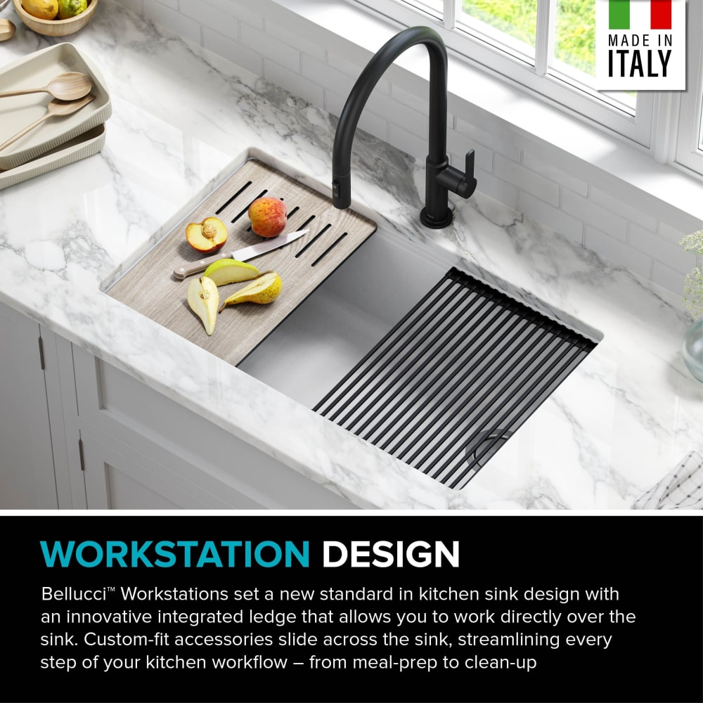 Kraus KGUW133WH 33 Inch Undermount Workstation Single Bowl Kitchen