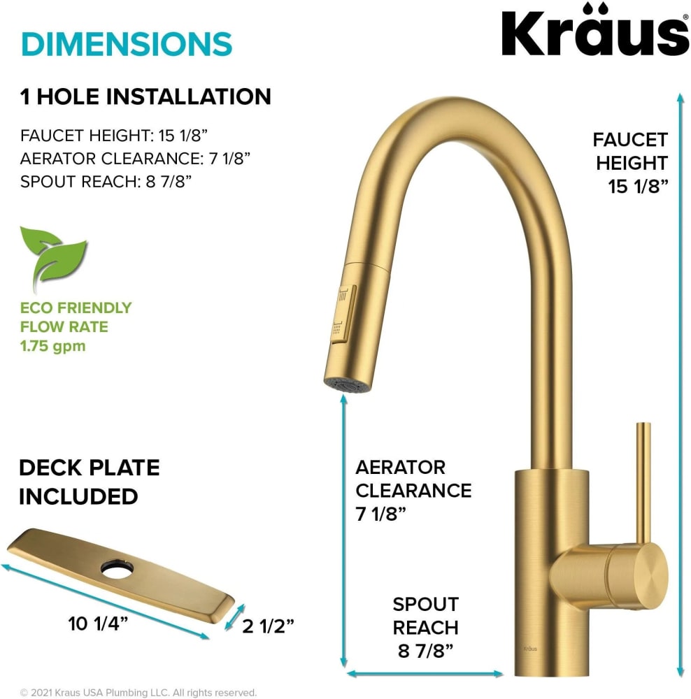 Kraus KPF2620BB Single Handle Pull-Down Kitchen Faucet with 1.75