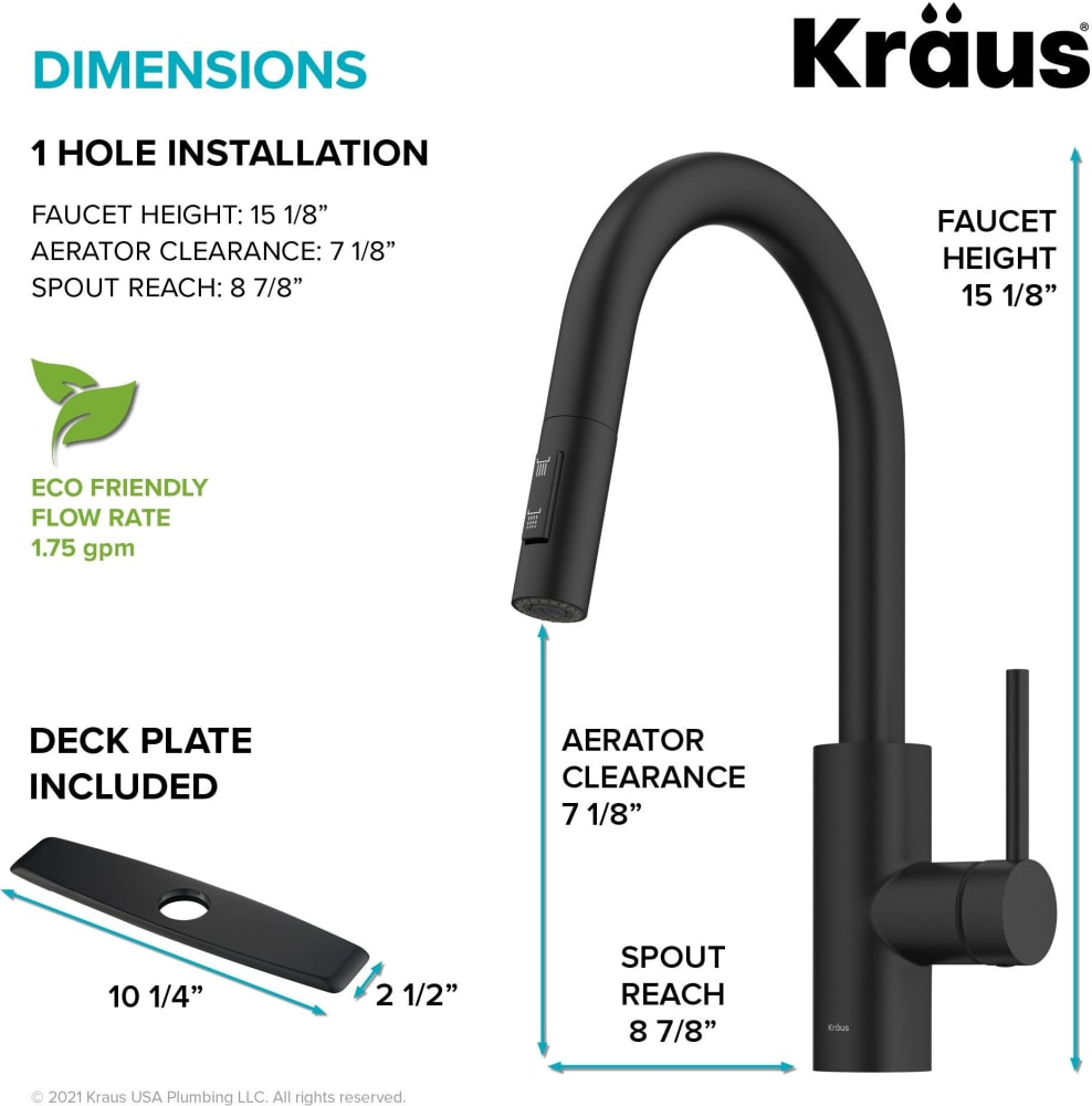 Kraus KPF2620MB Single Handle Pull Down Kitchen Faucet with 1.75