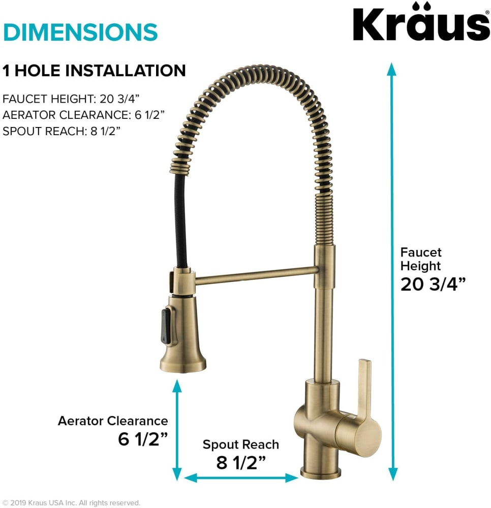 Kraus KPF1690BG Single Handle Commercial Kitchen Faucet with 3