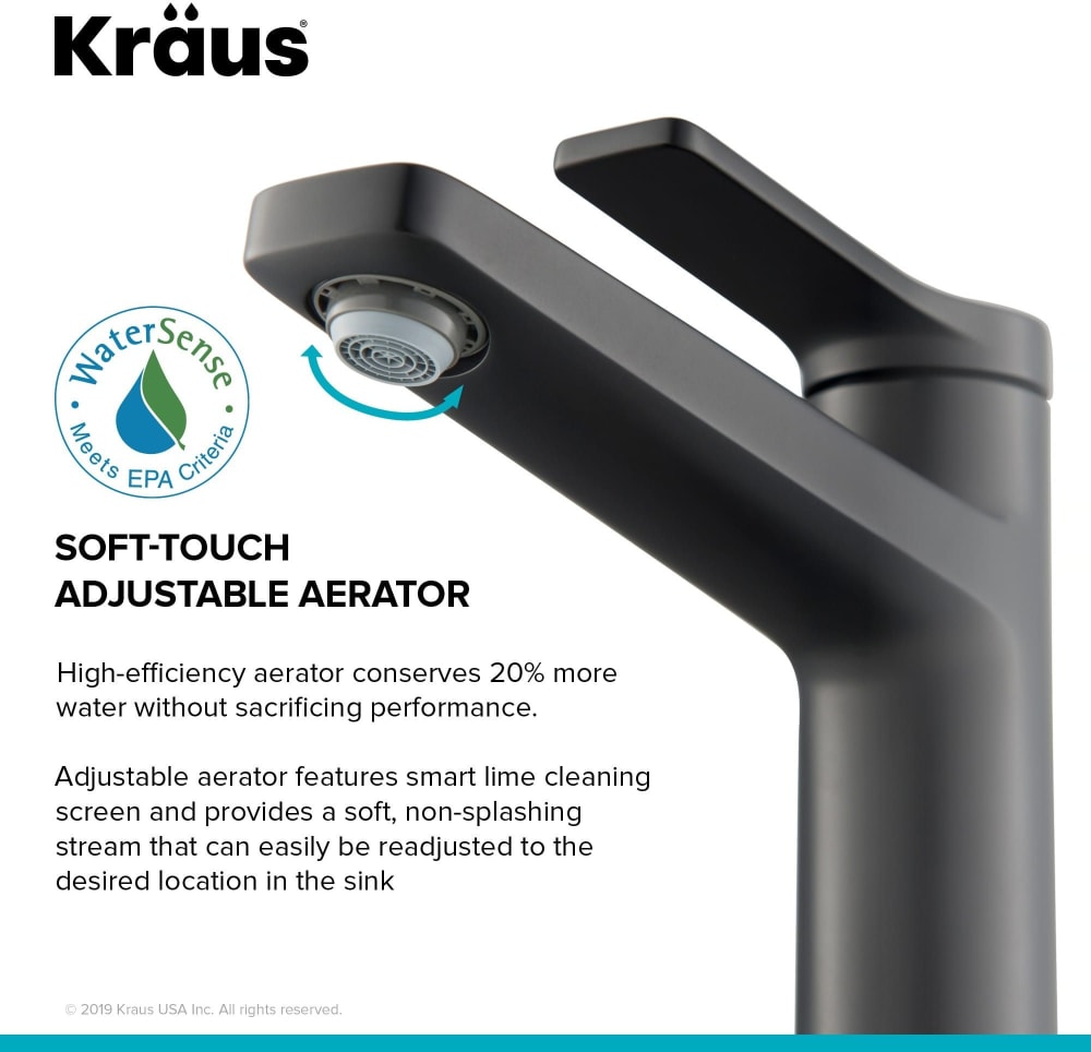 Kraus KBF1401MB Single Handle Basin Bathroom Faucet with 1.2 GMP Flow