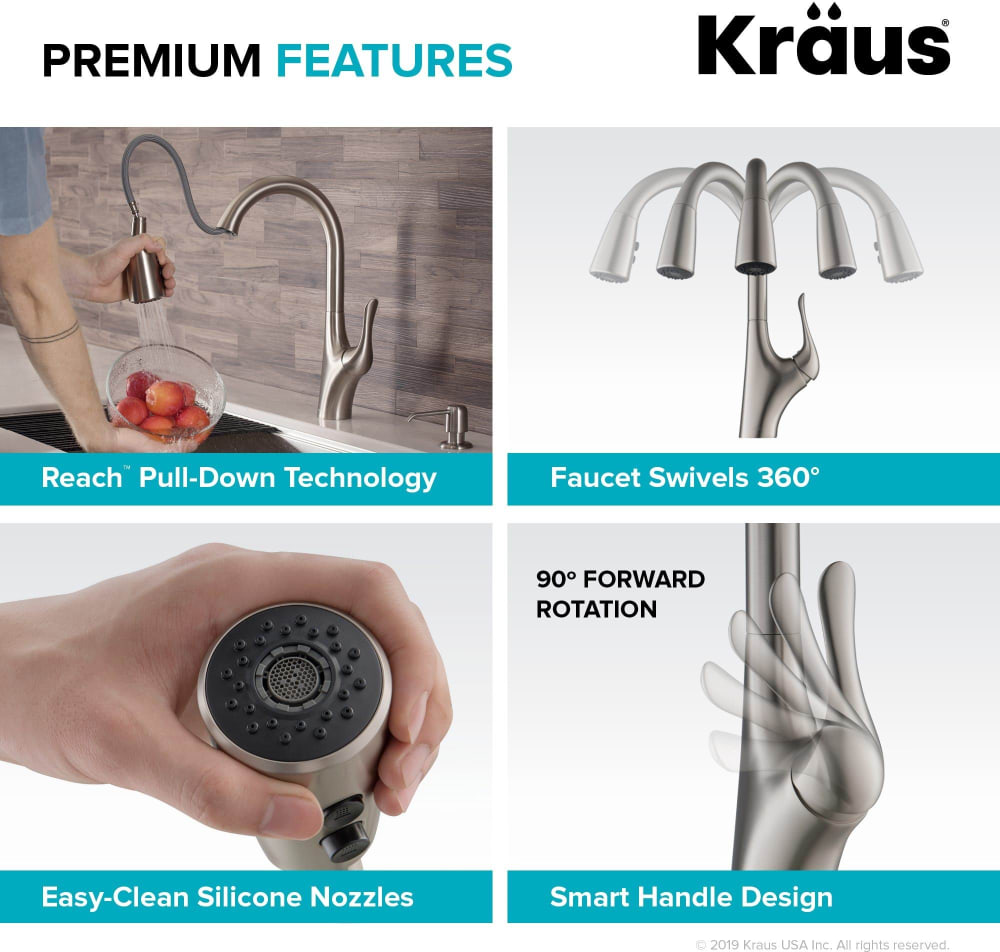 Kraus KPF1674SFS Single Handle Kitchen Faucet with 1.8 GMP Flow Rate