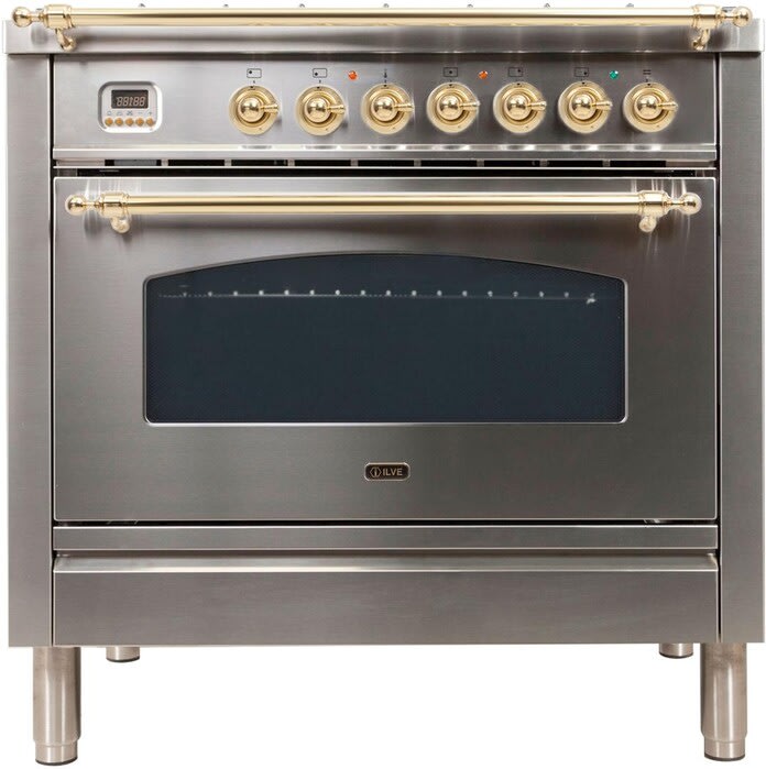 Ilve UPN90FDMPILP 36 Inch Freestanding Dual Fuel Range with 5 Sealed