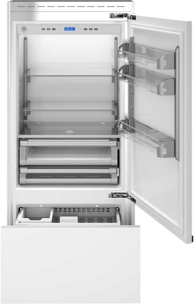 Bertazzoni REF36PRR 36 Inch Built-In Counter Depth Bottom Mount Refrigerator with Flexmode, Digital User Interface, Custom Ice Maker, Water Filter, Interior LED Lighting, Panel Ready and 17.7 cu. ft. Capacity: Right Hinge