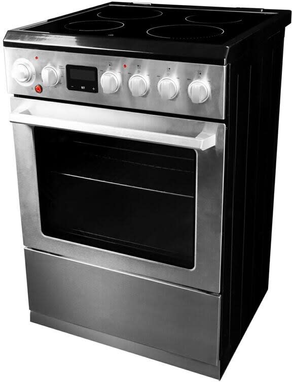 Danby DRCA240BSS 24 Inch Slide-in Electric Range with 4 Radiant Elements,  2.5 cu. ft. Oven Capacity, Storage Drawer, Ceramic Glass Cooktop,  TruAirFry, Hidden Bake, Timer, Extra-Large Window, Interior Oven Light, and  ADA