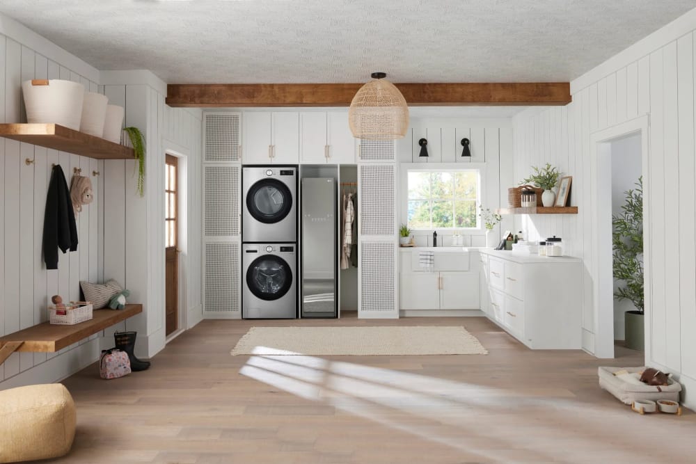 LG LGWADREHVA5800 Side-by-Side Front Load Washer and Electric