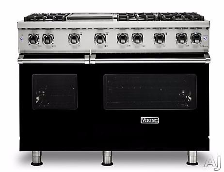 Viking 5 Series 48 in. 5.7 cu. ft. Double Oven Freestanding Gas Range with  6 Sealed Burners & Griddle - Stainless Steel