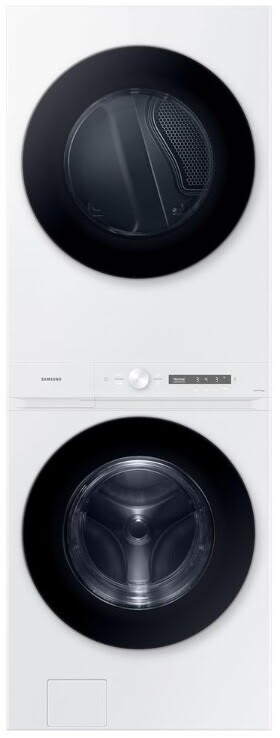 Samsung WH46DBH100GW - Bespoke 4.6 cu. ft. Large Capacity Single Unit AI Laundry Hub™ Washer with Steam Wash and 7.6 cu. ft. Gas Dryer in White