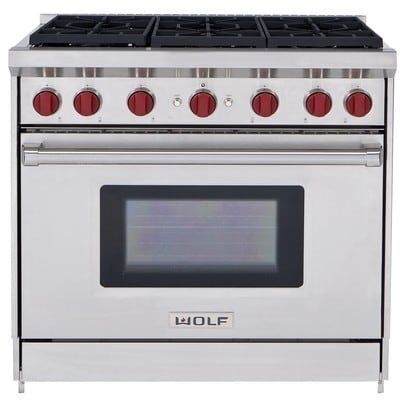 Wolf 36 in. 5.5 cu. ft. Oven Freestanding LP Gas Range with 6 Sealed  Burners - Stainless Steel