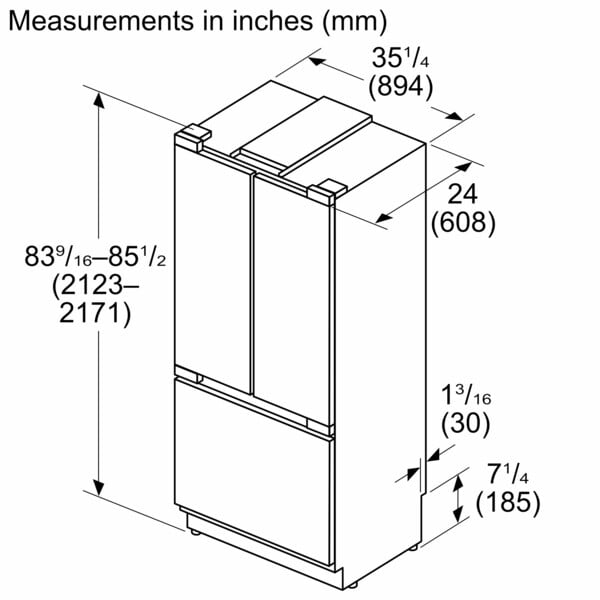 Bosch B36IT100NP 36 Inch Built-In French Door Smart Refrigerator
