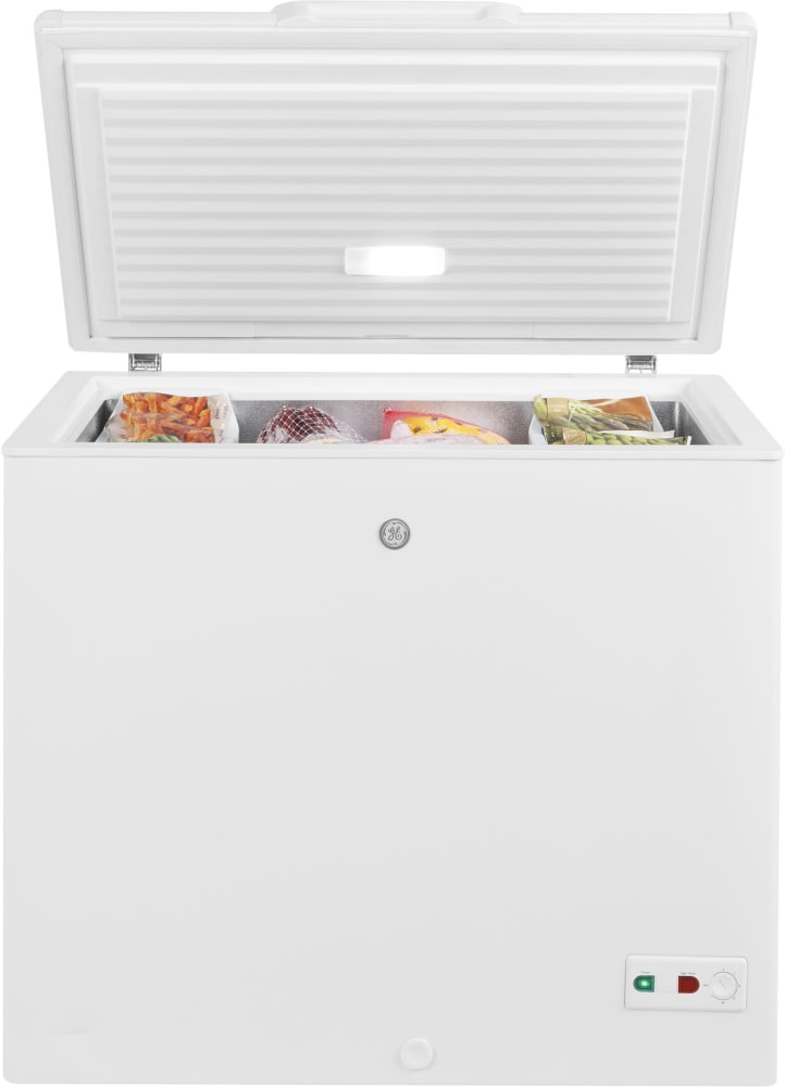GE FCM9SRWW 37 Inch Chest Freezer with 8.8 Cu. Ft. Capacity, Sliding