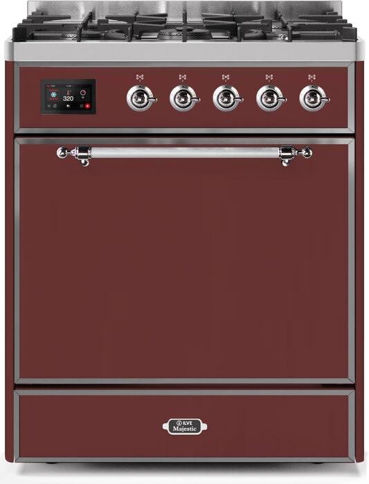 Ilve UM30DQNE3BUC 30 Inch Freestanding Dual Fuel Natural Gas Range with 5 Sealed Burners, 2.3 cu