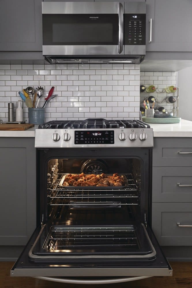 Frigidaire Fggh3047vf 30 Inch Front Control Gas Range With 5 Burners 5 6 Cu Ft Capacity True Convection Oven Continuous Grates Self Clean With Steam Option Storage Drawer Air Fry Temperature Probe Sabbath Key specs see all specifications. frigidaire gallery series fggh3047vf