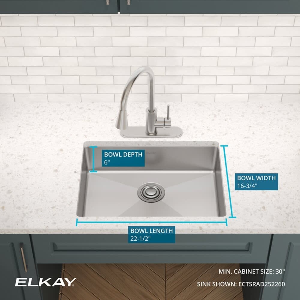 Elkay ECTSRAD2522601 22 Inch Single Bowl Dual Mount Kitchen Sink