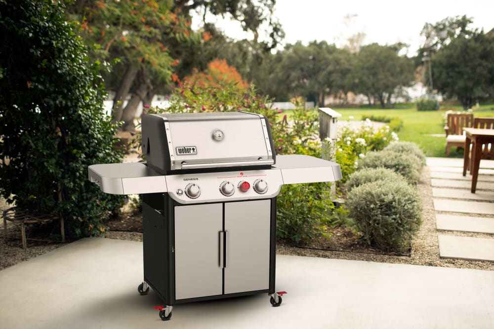 Weber 35300001 GENESIS S-325s Freestanding Gas Grill with 787 sq. in. Cooking Surface, 3 PureBlu Burners, Extra-Large Sear Zone, Extra Large Prep & Serve Table, and Expandable Top Grate: Liquid Propane Weber 35300001 GENESIS S-325s Freestanding Gas Grill with 787 sq. in. Cooking Surface, 3 PureBlu Burners, Extra-Large Sear Zone, Extra Large Prep & Serve Table, and Expandable Top Grate: Liquid Propane