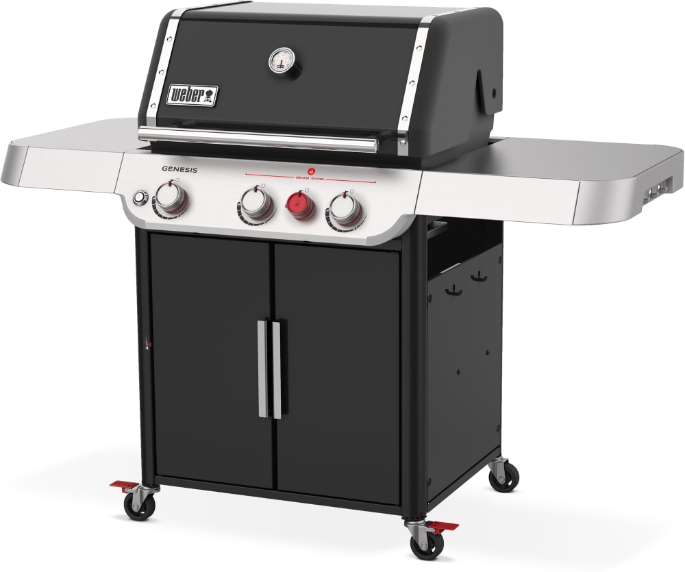 Weber GENESIS E-325s Freestanding Gas with 787 sq. in. Cooking Surface, 3 Burners, Extra-Large Sear Zone, Large Prep & Serve Table, and Expandable Top Grate: Liquid Propane, Black