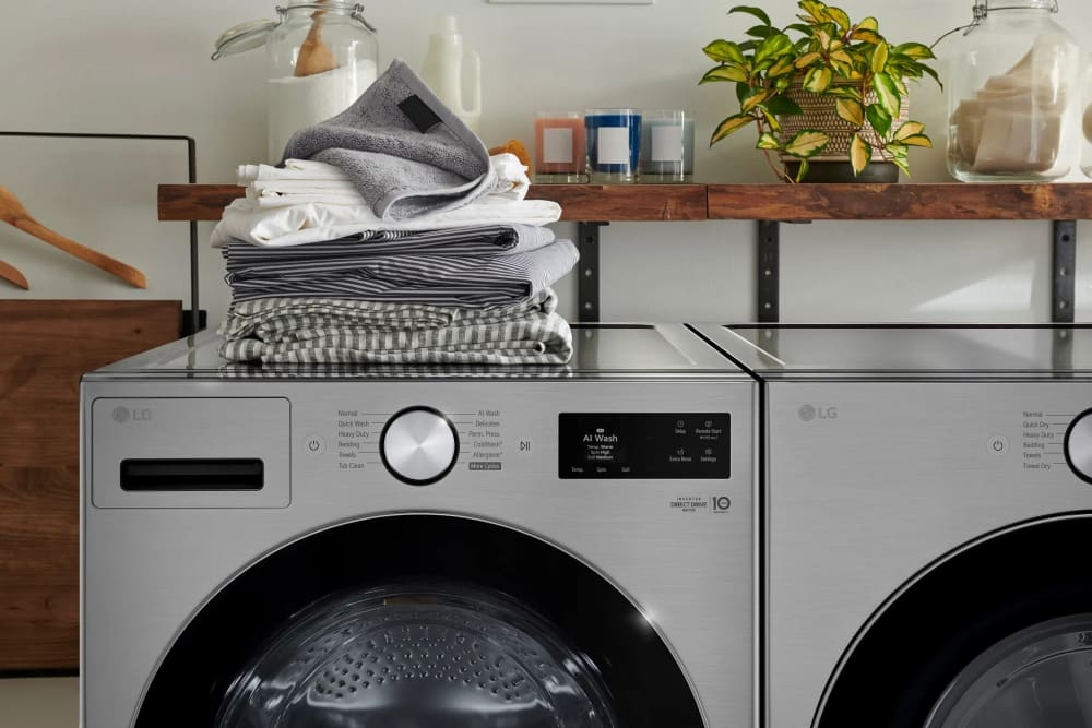 LG LGWADREHVA5800 Side-by-Side Front Load Washer and Electric