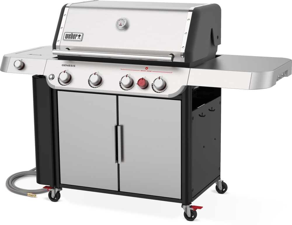 Weber GENESIS S-435s Freestanding Gas Grill with 994 sq. Cooking Surface, 4 PureBlu Burners, Side Burner, Extra-Large Sear Zone, Extra Large Prep & Serve Table, and Expandable Top Cooking Grate: