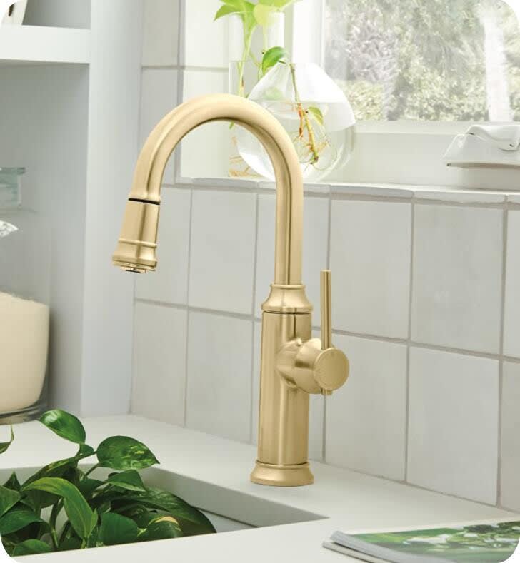 Blanco 442983 Empressa Bar Single Handle Pull Down Kitchen Faucet with 1.5  GPM Flow Rate, High-Arc 180° Swivel Spout, Solid Brass Construction, and  George SB 370 Compliant