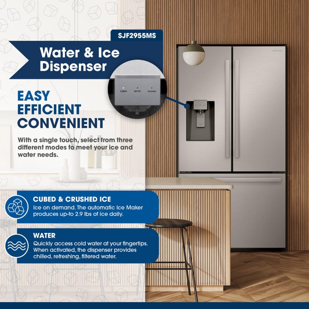Sharp SJF2955MS 36 Inch Freestanding French Door Refrigerator with
