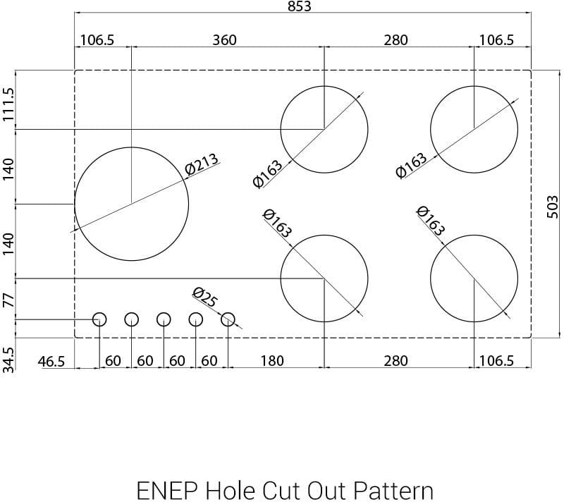 PITT Cooking Systems ENEP 36 Inch Gas Cooktop with 5 Brass Burners, Automatic Spark Ignition