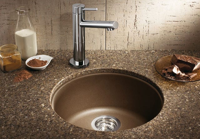 Blanco 513382 18 Inch Undermount Single Bowl Round Granite Sink With Blanco Rondo 513382 Kitchen View