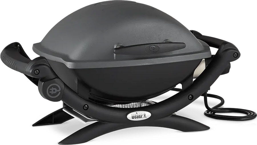 Weber 52020001 Portable Electric Grill with 189 sq. in. Cooking Surface, Porcelain-Enameled Cast-Iron Grates, Removable Catch Pan, Element, Lid & and Foot Cord: Q1400 Model