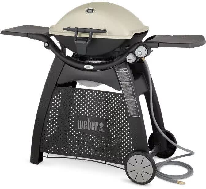Weber 57067001 Q 3200 Freestanding Gas Grill 468 sq. in. Surface, 2 Stainless Steel Burners, Compact Design, Warming Handle Light, Grill Cart with Tool Hooks, Electronic Ignition, and Lid Thermometer: Natural Gas