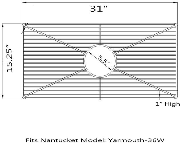 Nantucket Sinks BGYM36 31 Inch Stainless Steel Bottom Grid with Stainless Steel Construction