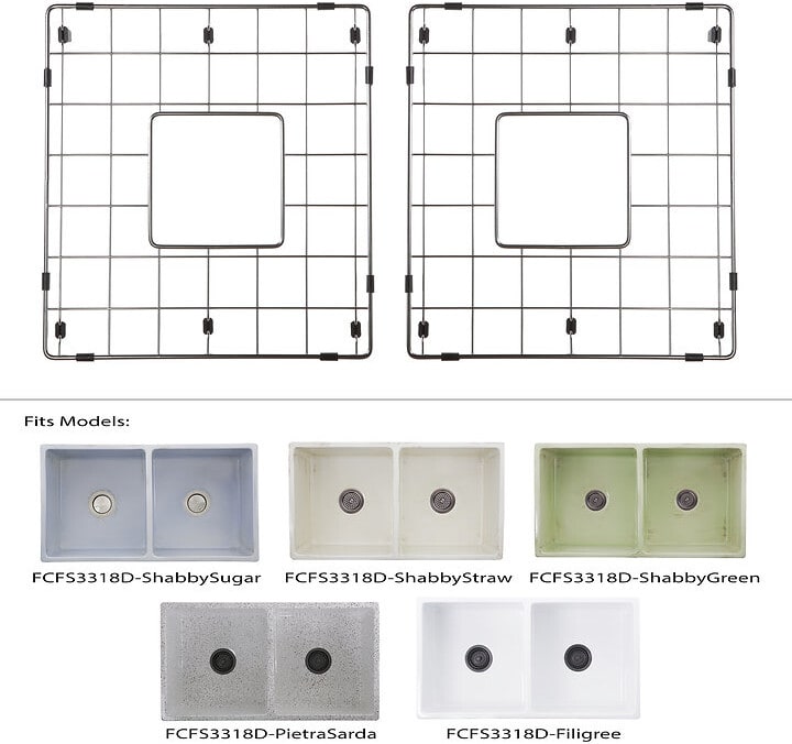 Nantucket Sinks BGVC3318D 15 Inch Stainless Steel Bottom Grid Set with Stainless Steel