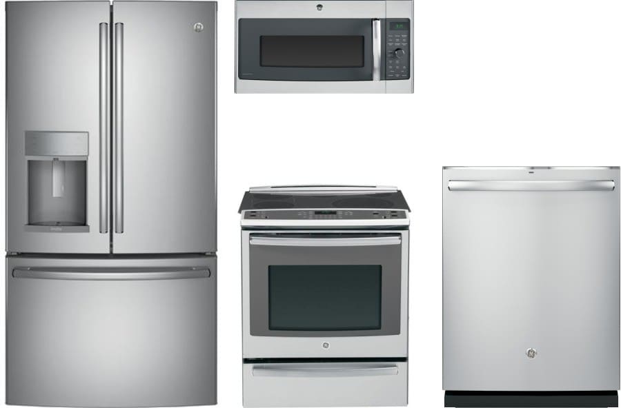 GE GEP4SSFD13 GE 4 Piece Kitchen Appliances Package with ...
