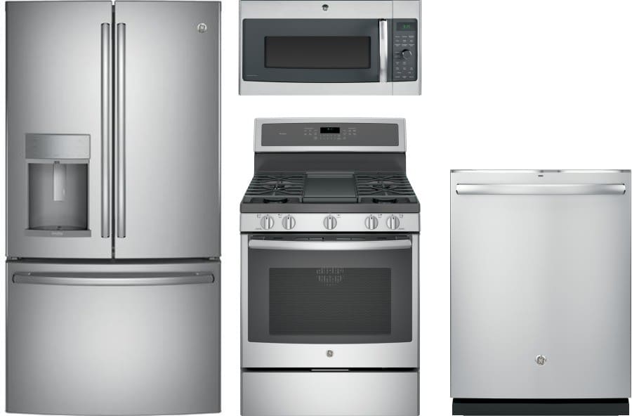 GE GEP4SSFD16 GE 4 Piece Kitchen Appliances Package with ...