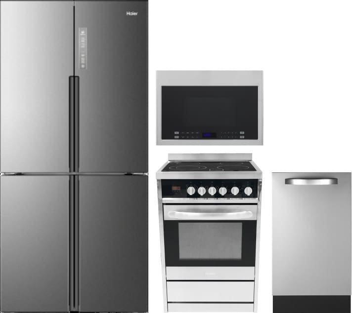 Haier HARERADWMW3 4 Piece Kitchen Appliances Package with ...