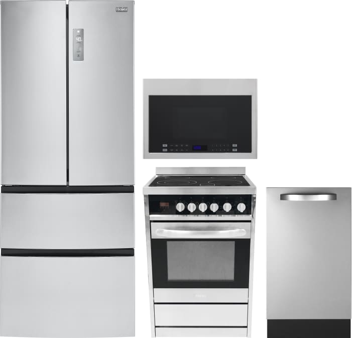 Haier HARERADWMW6 4 Piece Kitchen Appliances Package with ...