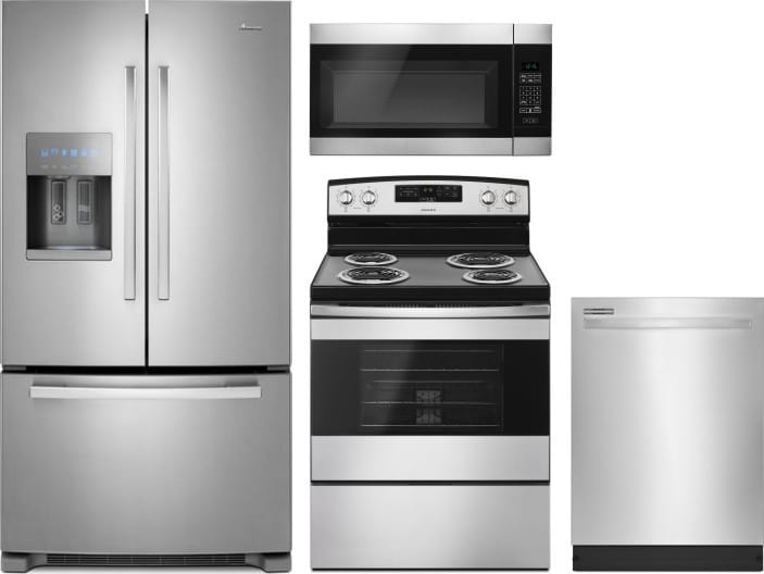 Amana AMRERADWMW4 4 Piece Kitchen Appliances Package with ...