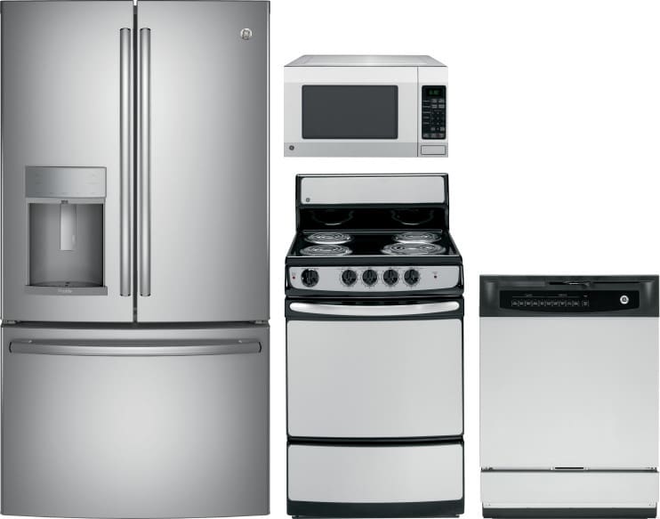 GE GERERADWMW1368 4 Piece Kitchen Appliances Package with ...