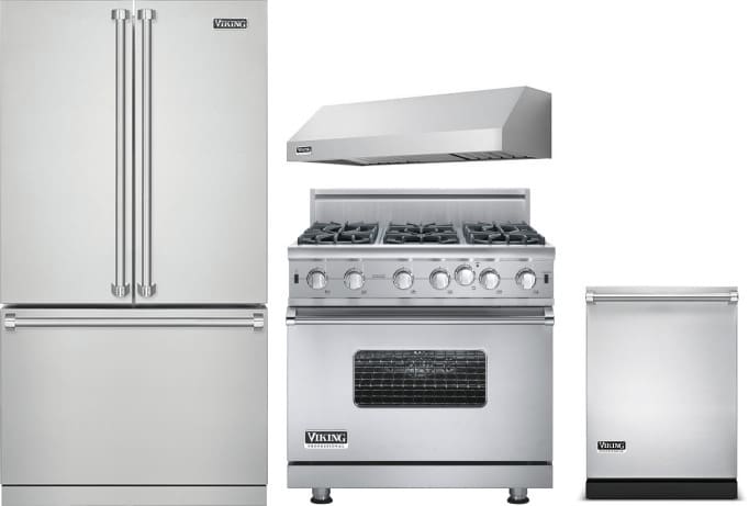 Viking VIRERADWRH78 4 Piece Kitchen Appliances Package ...