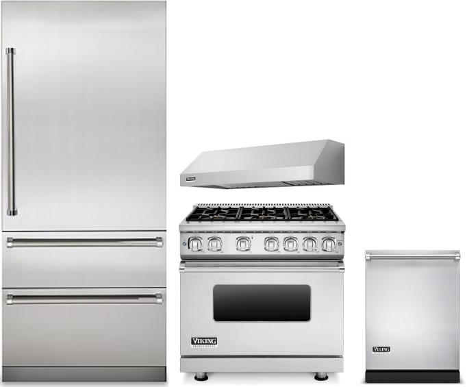 Viking VIRERADWRH291 4 Piece Kitchen Appliances Package ...