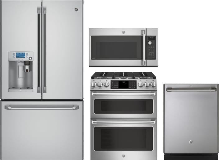 GE GERERADWMW7765 4 Piece Kitchen Appliances Package with French Door