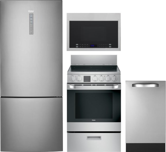 Haier HARERADWMW16 4 Piece Kitchen Appliances Package with ...