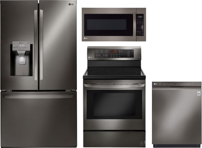 LG LGRERADWMW8436 4 Piece Kitchen Appliances Package with ...