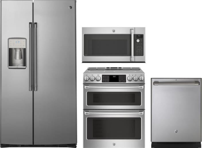 GE GERERADWMW9840 4 Piece Kitchen Appliances Package with ...