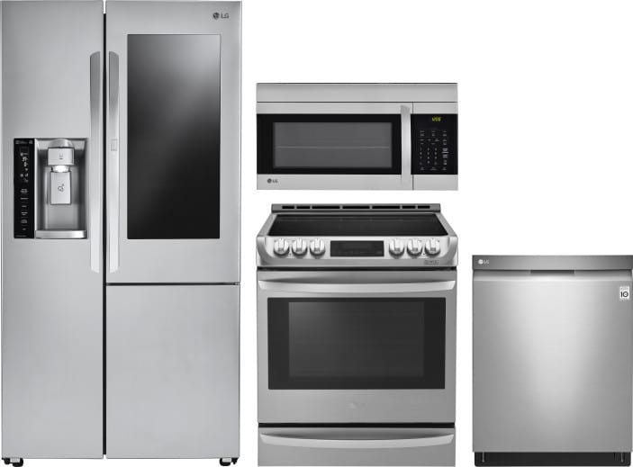 LG LGRERADWMW9265 4 Piece Kitchen Appliances Package with SidebySide